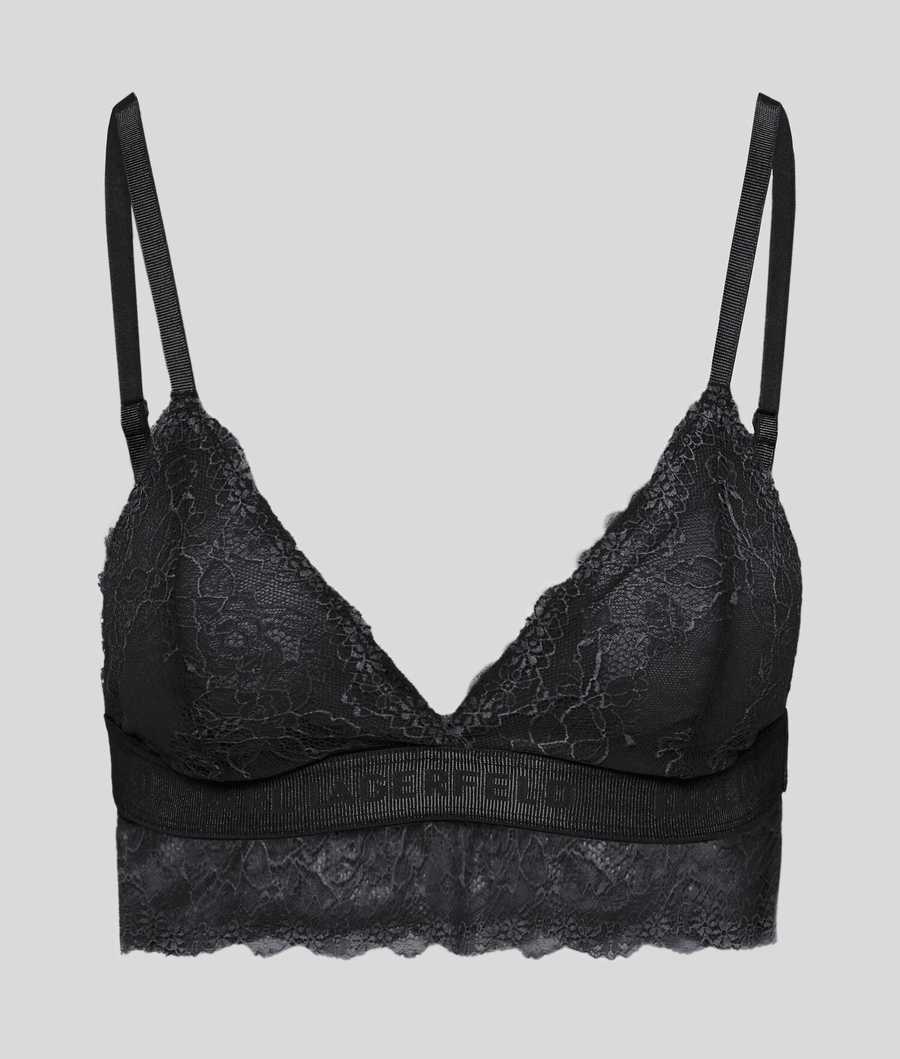 Black Women\'s Karl Lagerfeld Longline Lace Triangle Bra Underwear | TH507DZRK