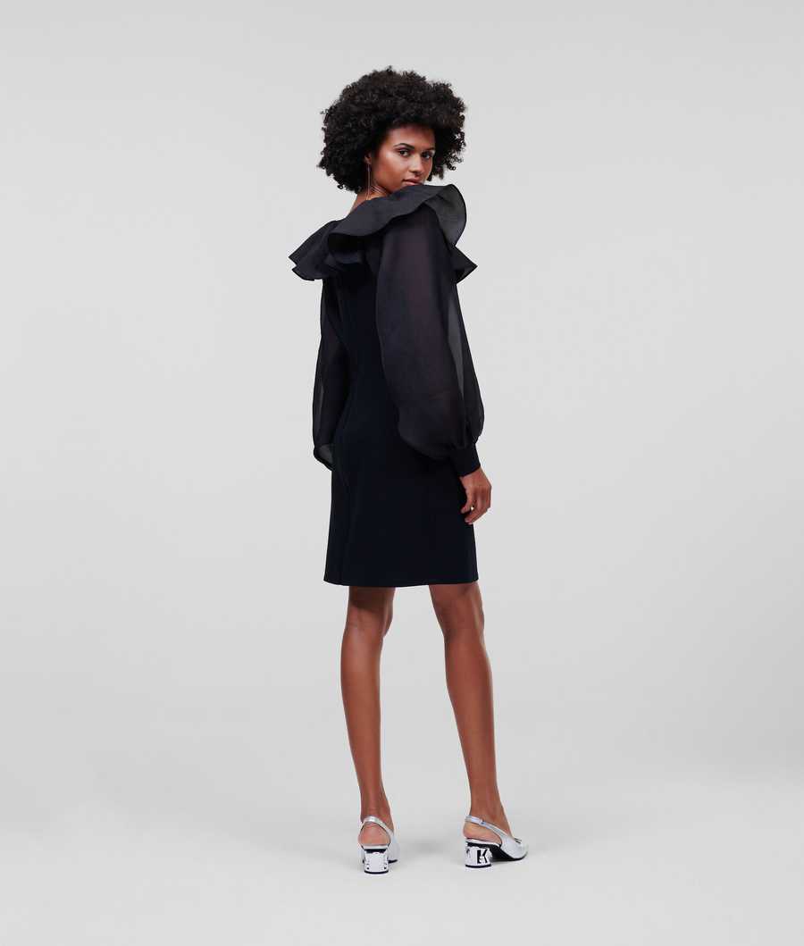 Black Women's Karl Lagerfeld Oversized Collar Dresses | TH304GUTL