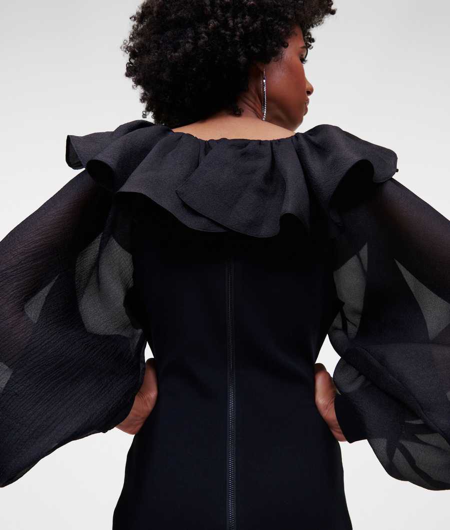 Black Women's Karl Lagerfeld Oversized Collar Dresses | TH304GUTL