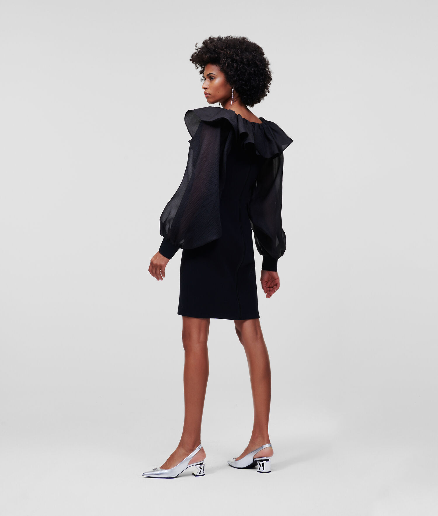 Black Women's Karl Lagerfeld Oversized Collar Dresses | TH304GUTL