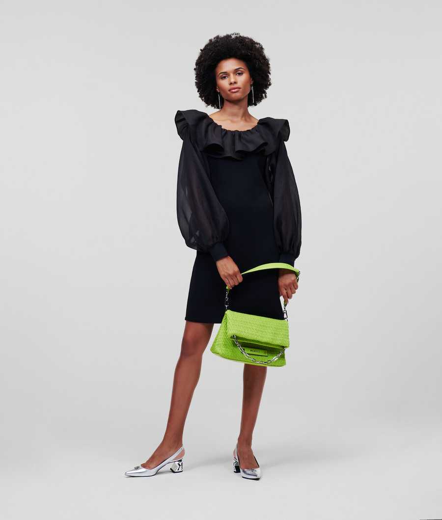 Black Women's Karl Lagerfeld Oversized Collar Dresses | TH304GUTL