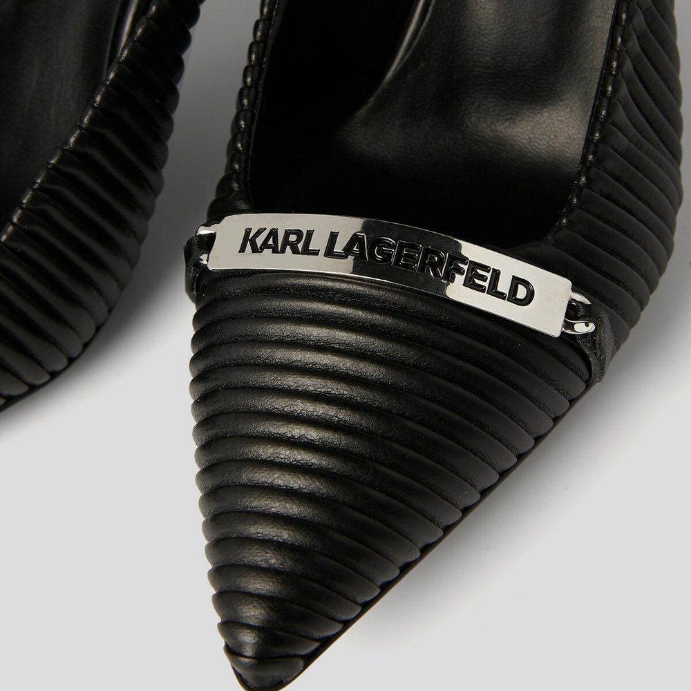 Black Women's Karl Lagerfeld Panache Pleated Court Shoes High Heels | TH275YWPL