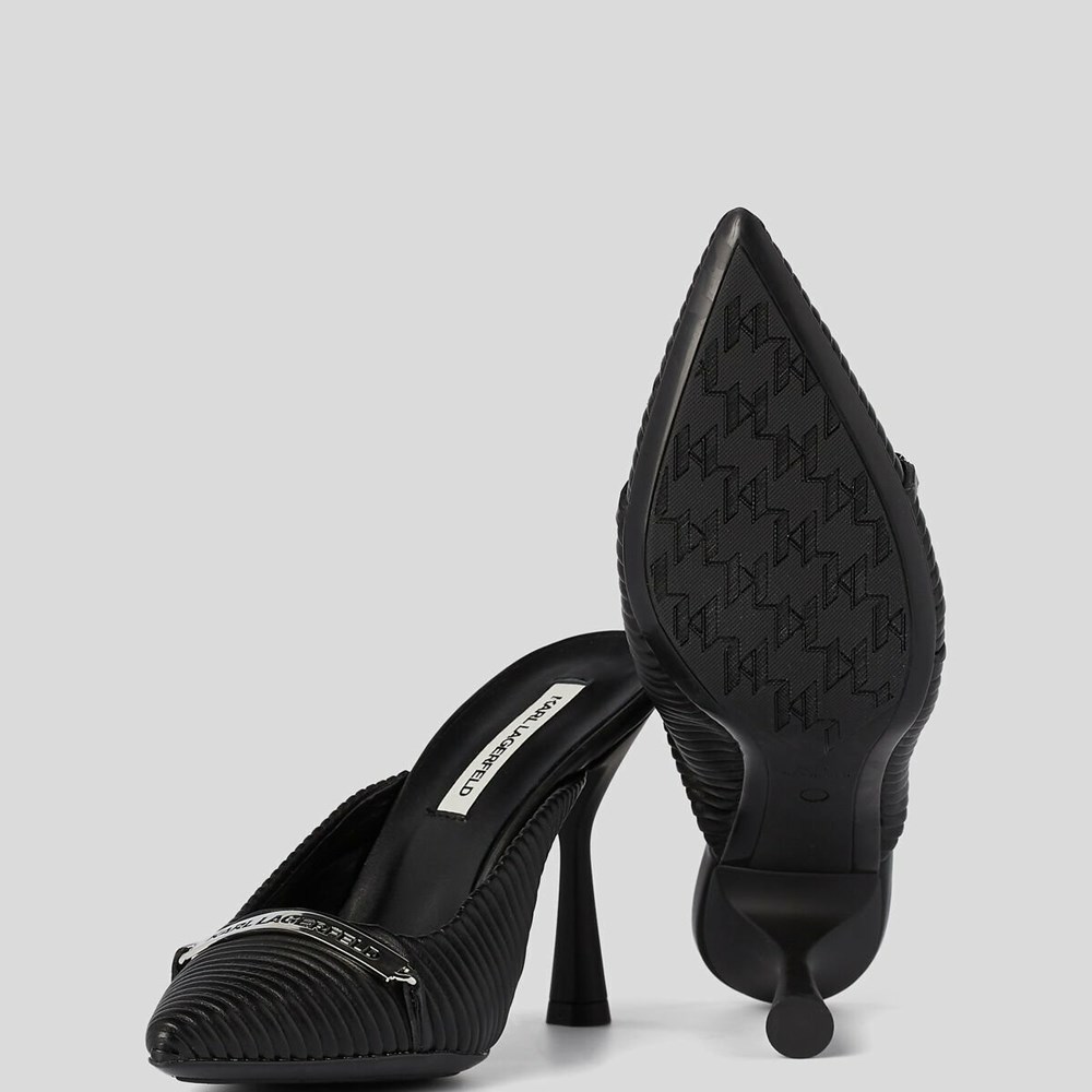 Black Women's Karl Lagerfeld Panache Pleated Court Shoes High Heels | TH275YWPL