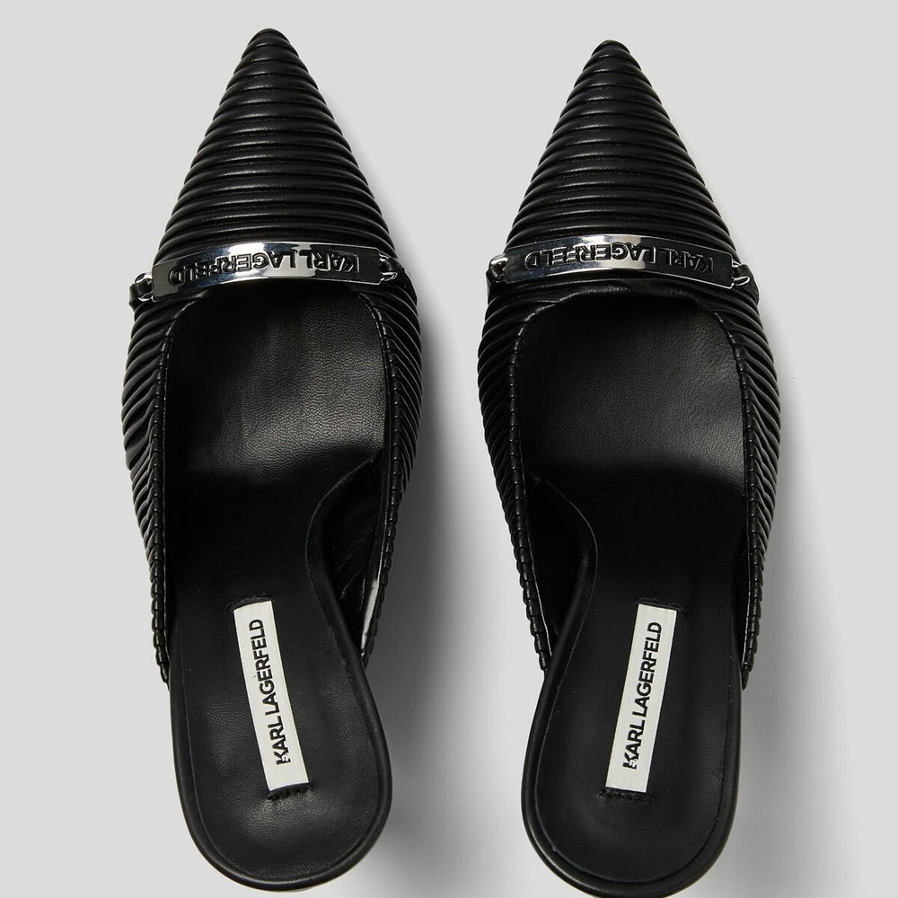 Black Women's Karl Lagerfeld Panache Pleated Court Shoes High Heels | TH275YWPL