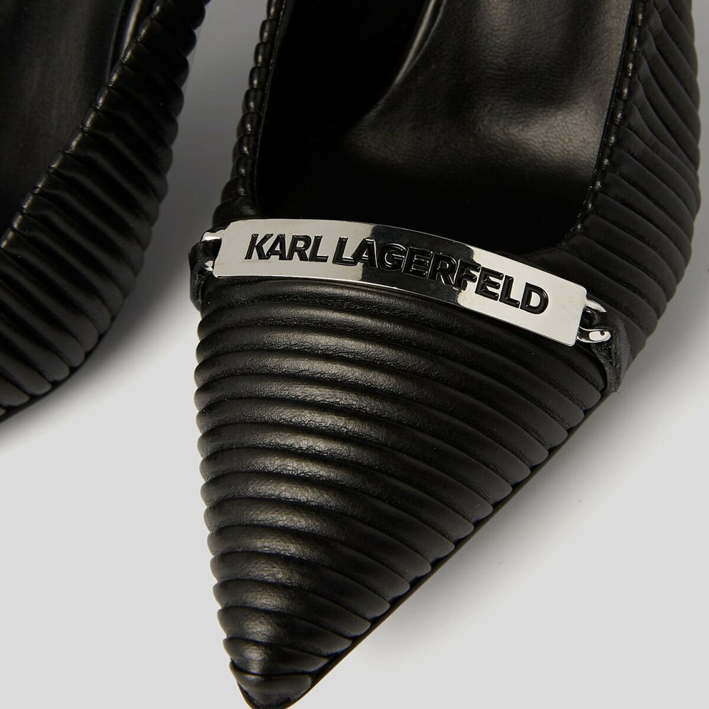 Black Women's Karl Lagerfeld Panache Pleated Court Shoes Sandals & Flats | TH864AOKB