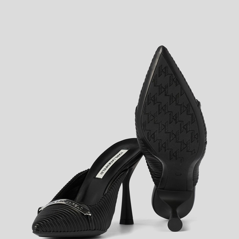 Black Women's Karl Lagerfeld Panache Pleated Court Shoes Sandals & Flats | TH864AOKB