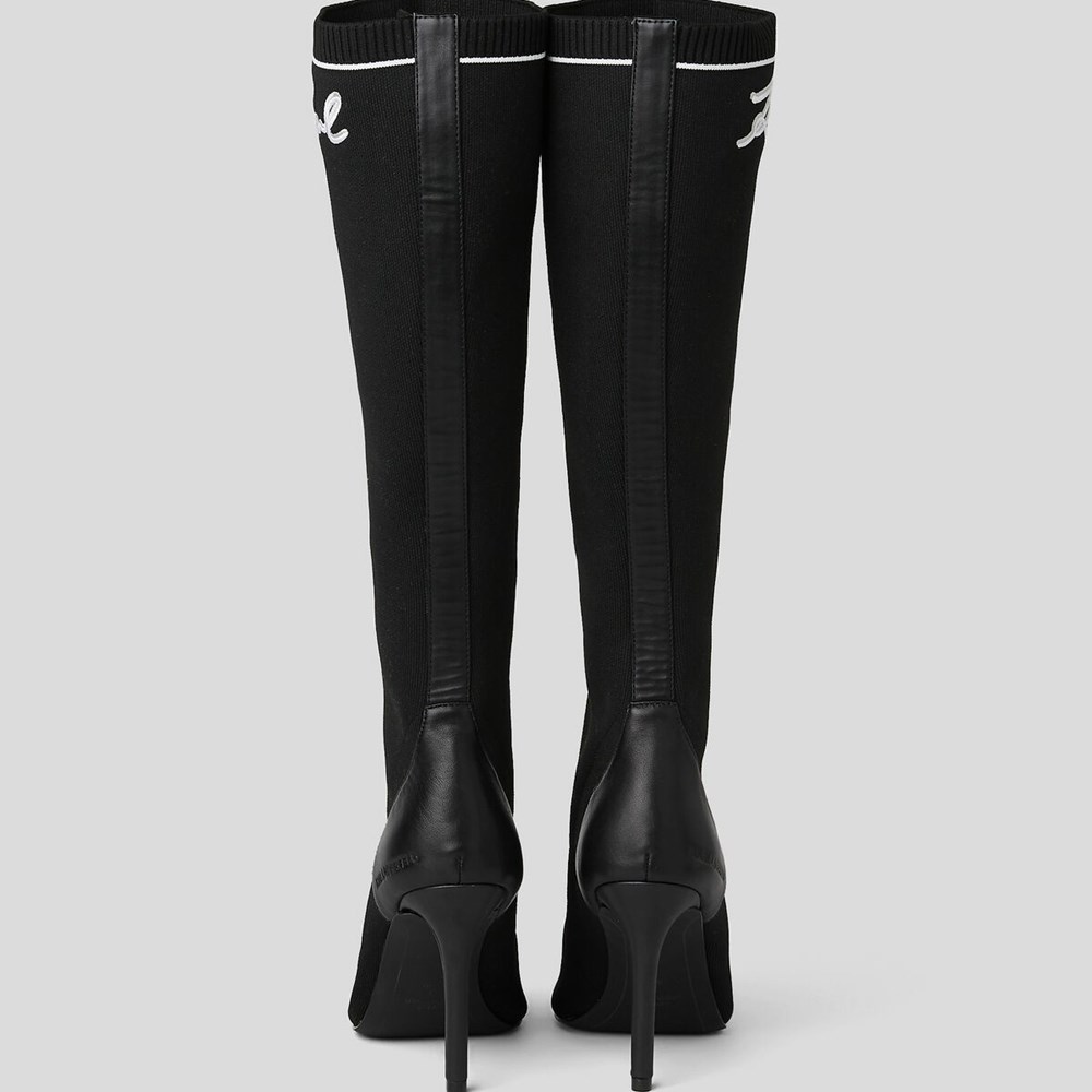 Black Women's Karl Lagerfeld Pandara Hi Leg Signia Boots | TH267YUDS