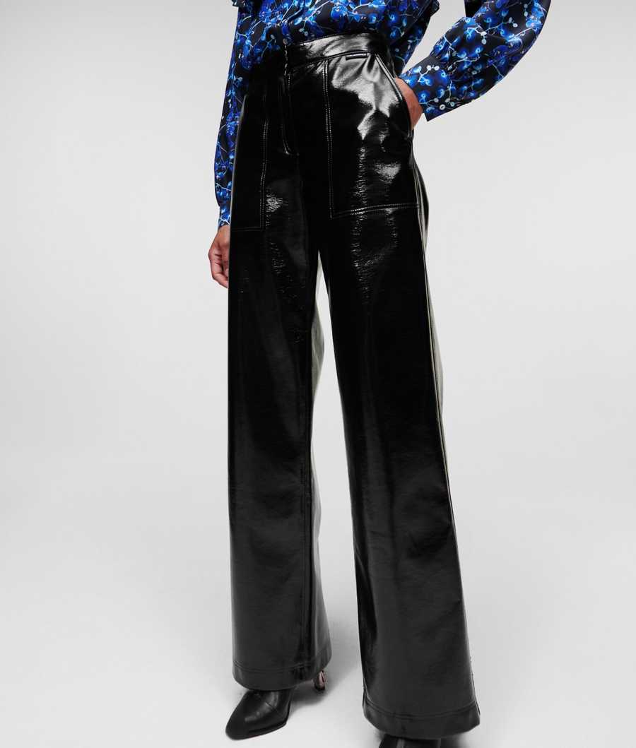 Black Women's Karl Lagerfeld Patent Faux-leather Pants | TH419NOYD