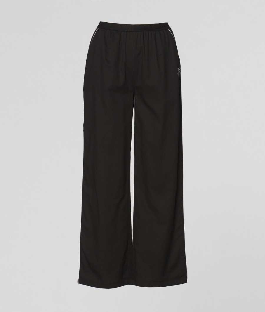 Black Women's Karl Lagerfeld Piped Pajama Pants Sleepwear | TH245XSEA