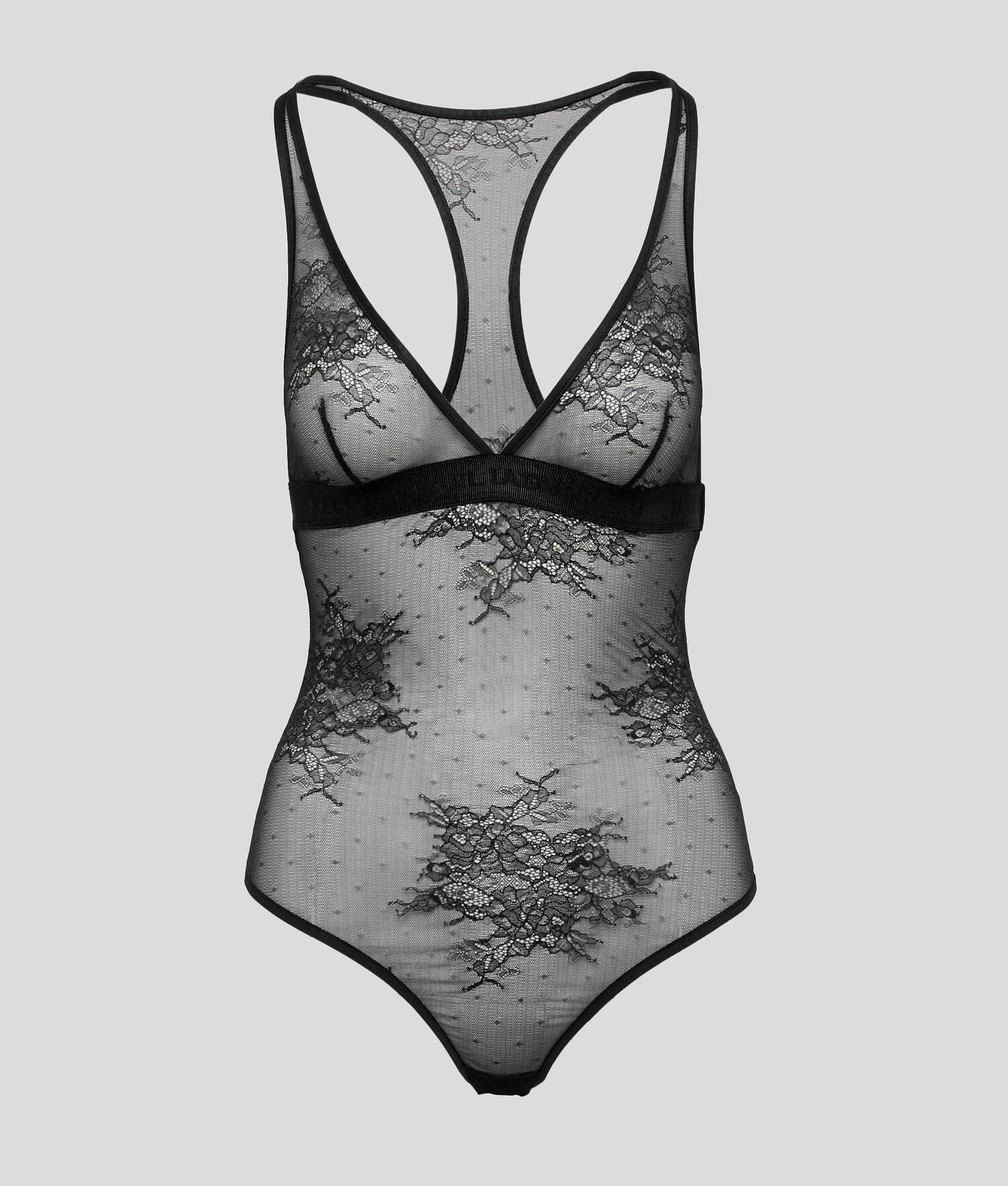 Black Women's Karl Lagerfeld Racerback Lace Bodysuit Underwear | TH542EJIX