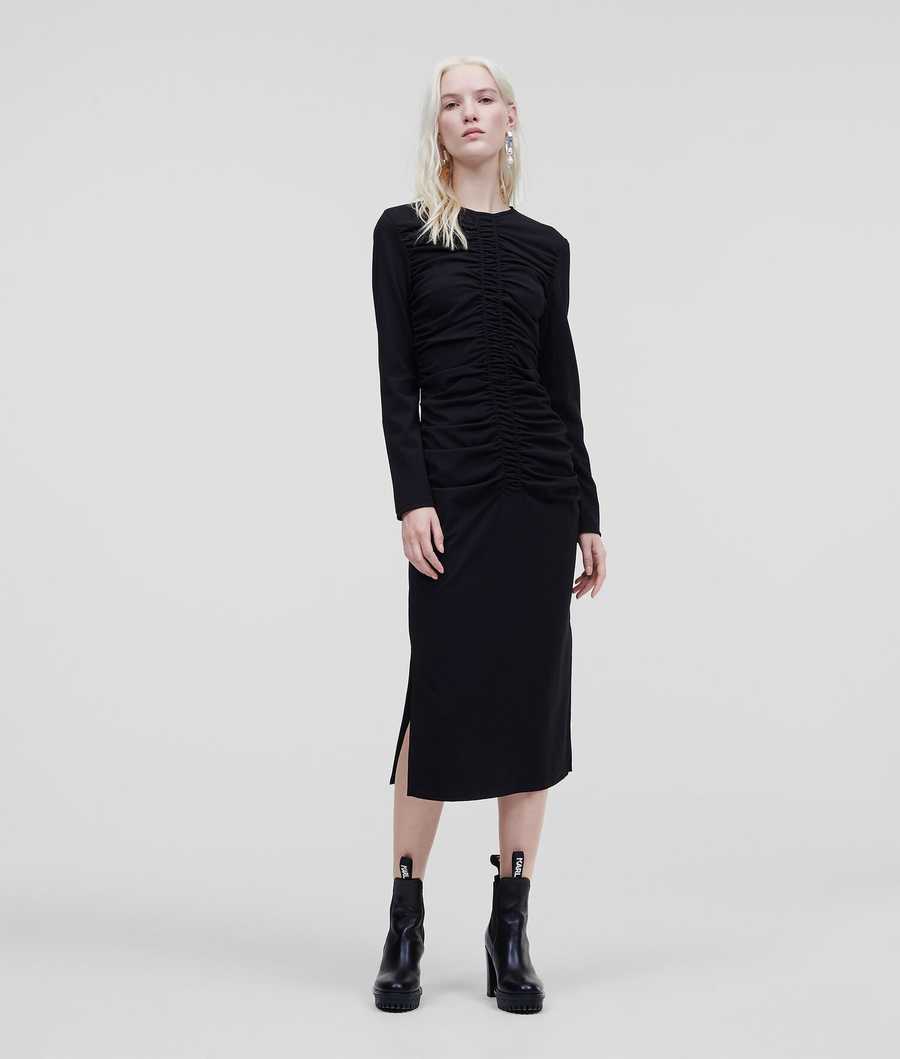 Black Women's Karl Lagerfeld Ruched Jersey Dresses | TH530YINL