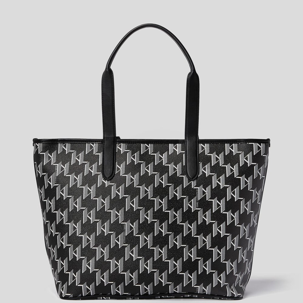 Black Women's Karl Lagerfeld Rue St-guillaume Kl Monogram East-west Tote Bags | TH049ZCJX