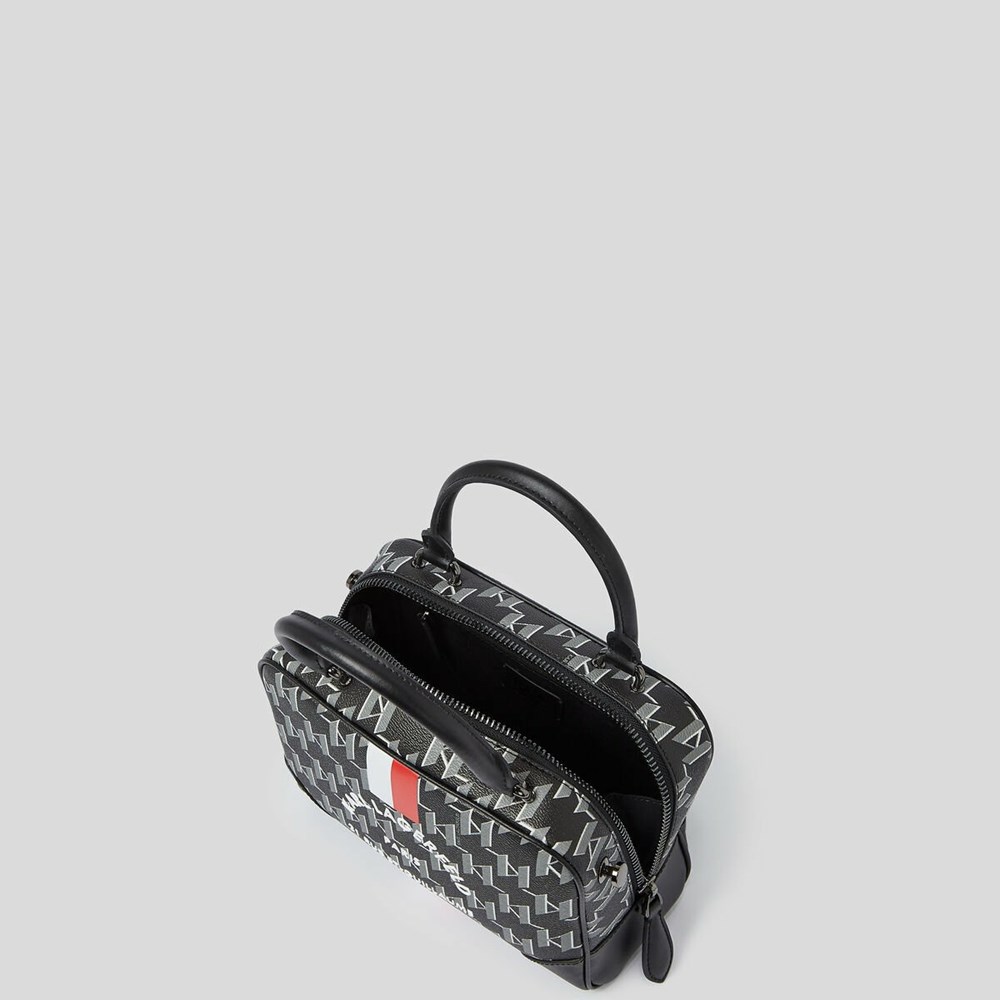 Black Women's Karl Lagerfeld Rue St-guillaume Kl Monogram Small Bowling Bag | TH135TVHP