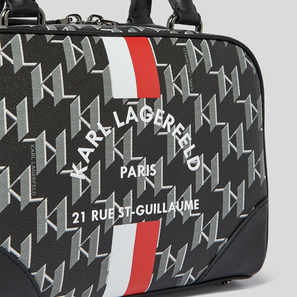 Black Women's Karl Lagerfeld Rue St-guillaume Kl Monogram Small Bowling Bag | TH135TVHP