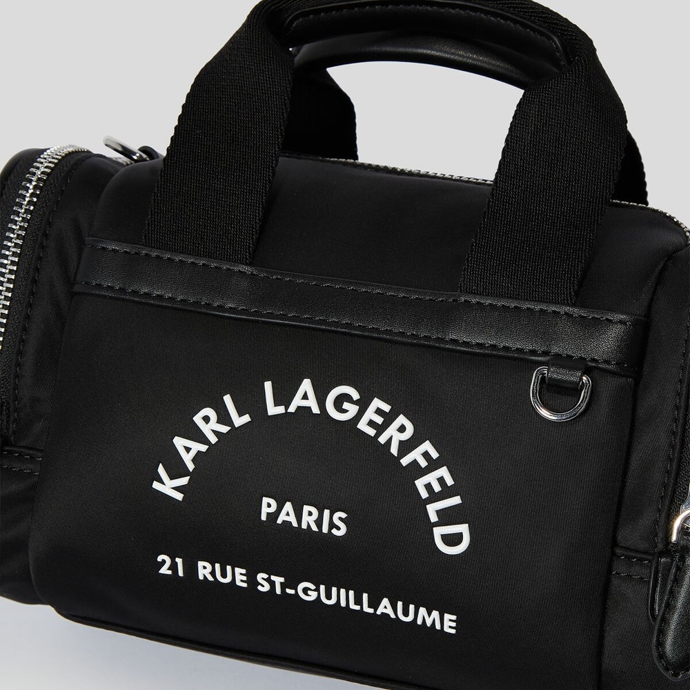 Black Women's Karl Lagerfeld Rue St-guillaume Small Nylon Gym Handbags | TH481SCQL