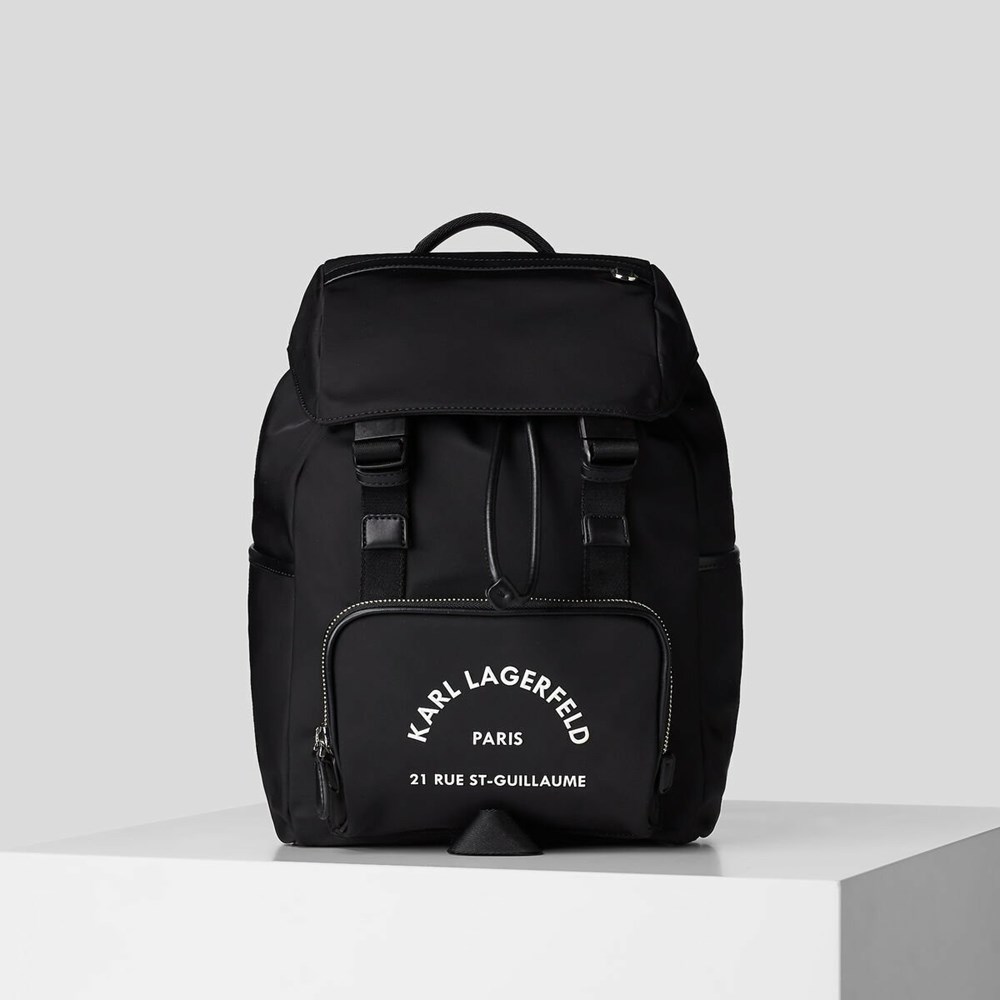 Black Women\'s Karl Lagerfeld Rue St-guillaume Nylon Backpacks | TH897KBIT