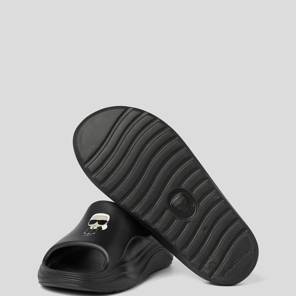 Black Women's Karl Lagerfeld Skoona K/Ikonic Slides Sandals & Flats | TH937SPZX