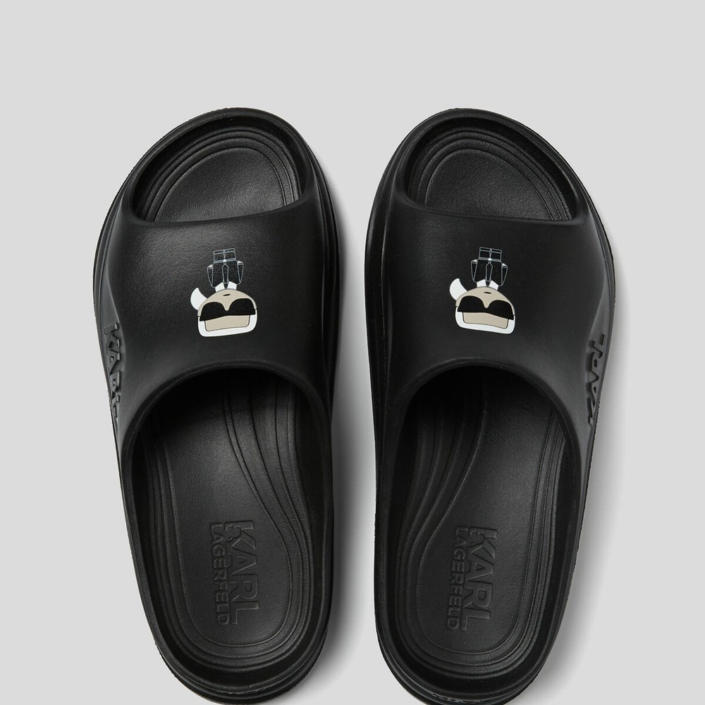 Black Women's Karl Lagerfeld Skoona K/Ikonic Slides Sandals & Flats | TH937SPZX