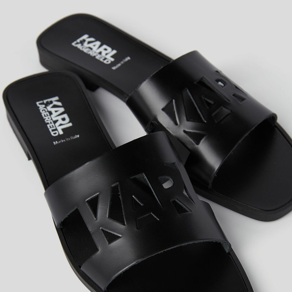 Black Women's Karl Lagerfeld Skoot Ii Karl Kut-out Sandals & Flats | TH687SGNC