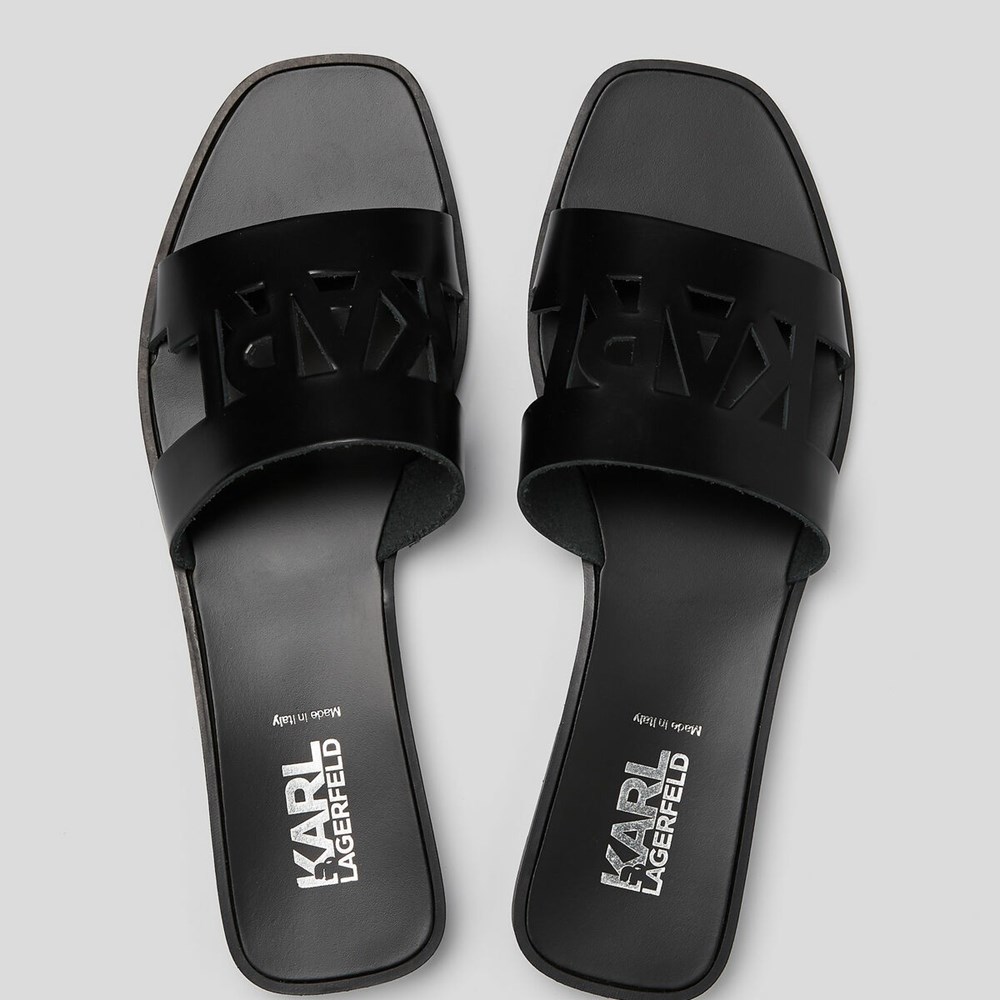 Black Women's Karl Lagerfeld Skoot Ii Karl Kut-out Sandals & Flats | TH687SGNC