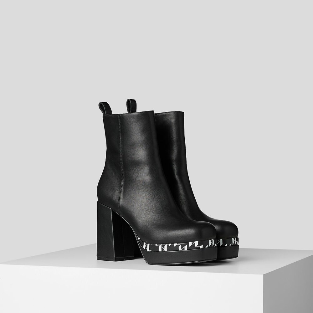 Black Women\'s Karl Lagerfeld Strada Ankle Gore Boots | TH382QEZS