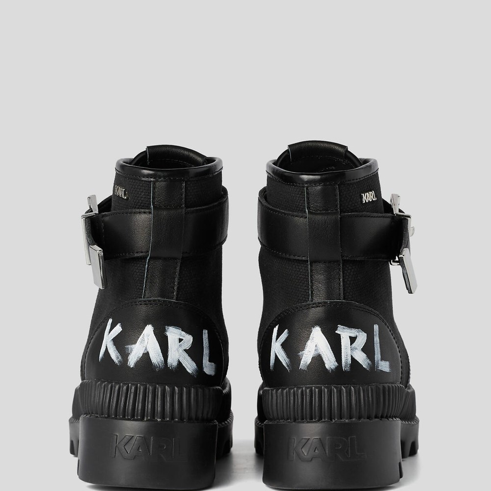 Black Women's Karl Lagerfeld Trekka Ii Ankle Strap Boots | TH460UMOA