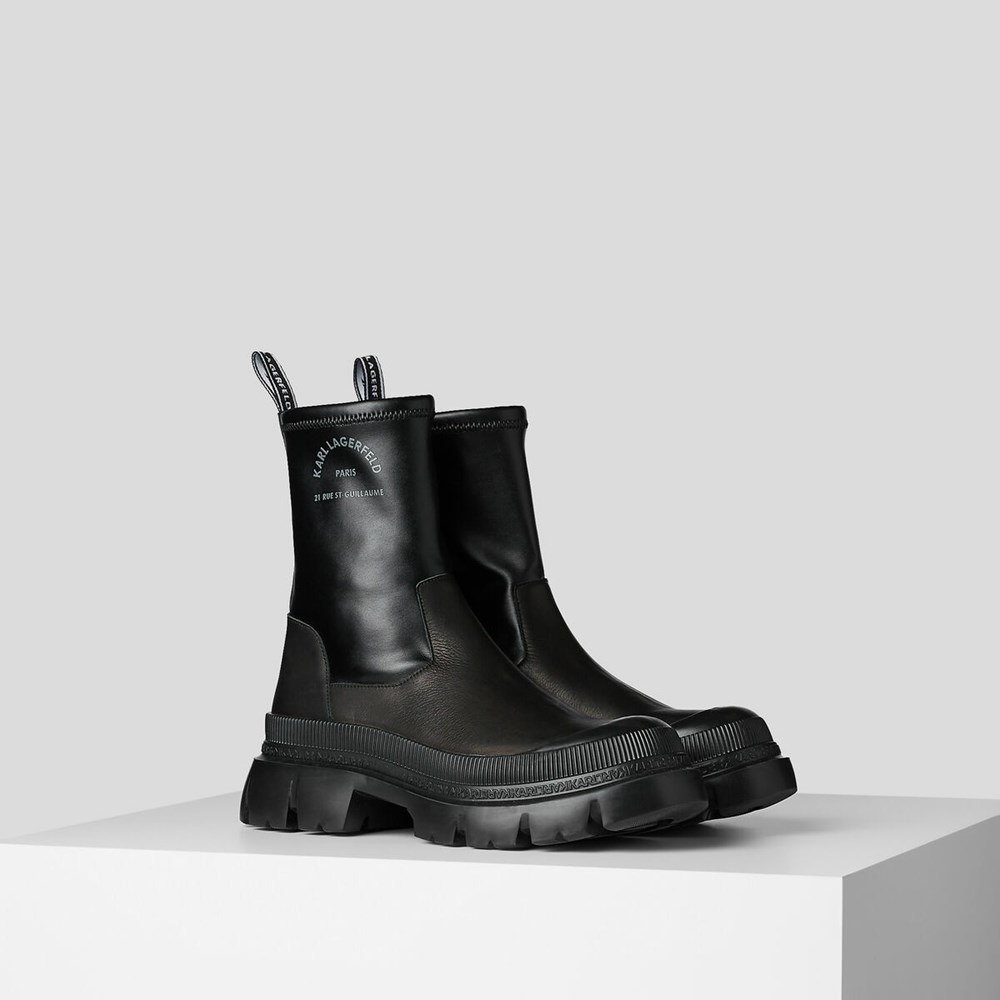 Black Women's Karl Lagerfeld Trekka Max Midi Stretch Boots | TH548GBKS