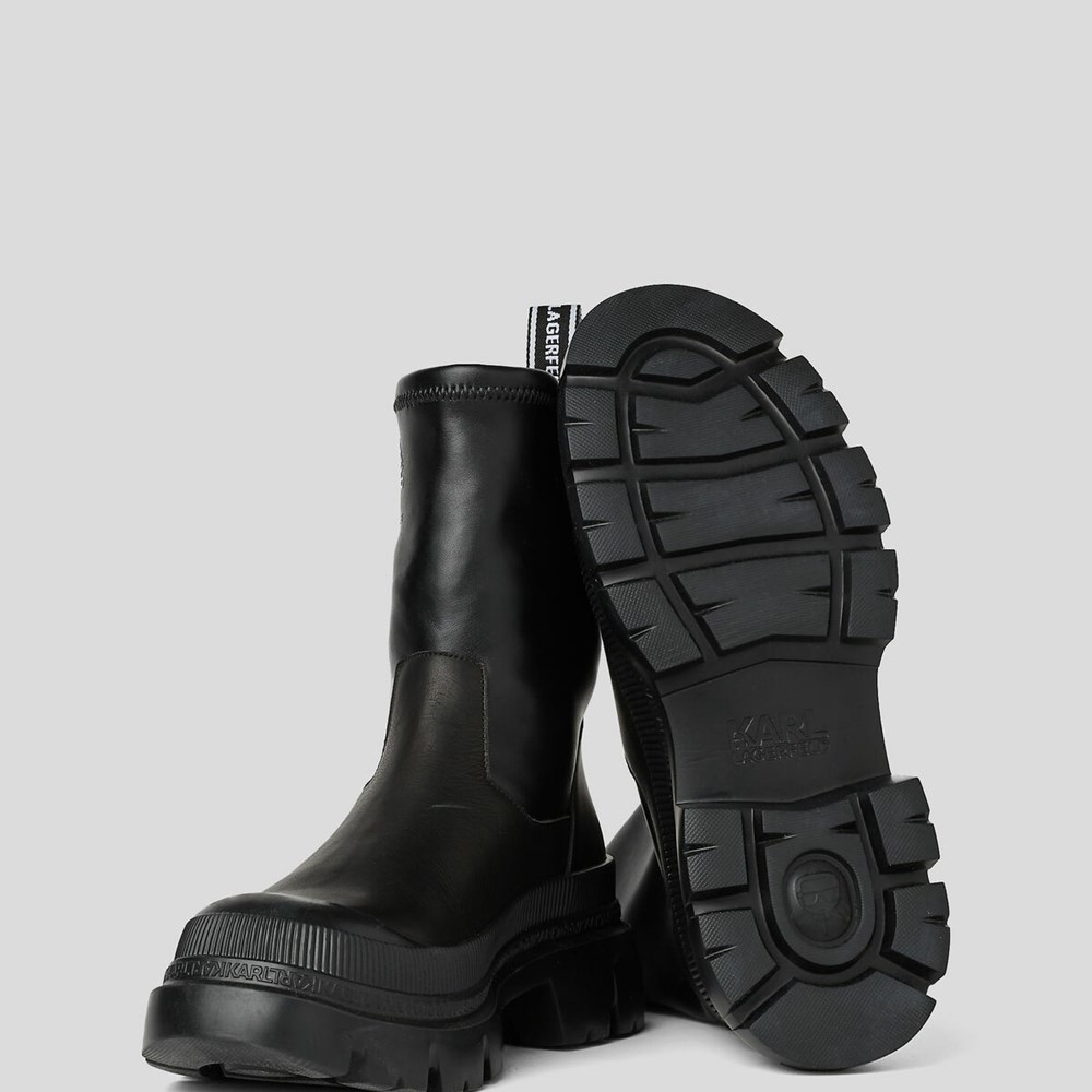 Black Women's Karl Lagerfeld Trekka Max Midi Stretch Boots | TH548GBKS