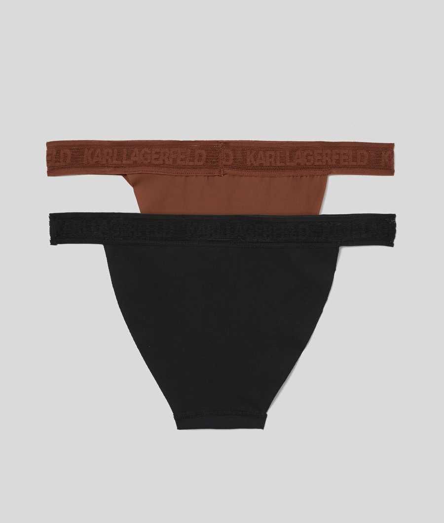 Black Women's Karl Lagerfeld Ultra-light Karl Logo Briefs - 2 Pack Underwear | TH105RQCN