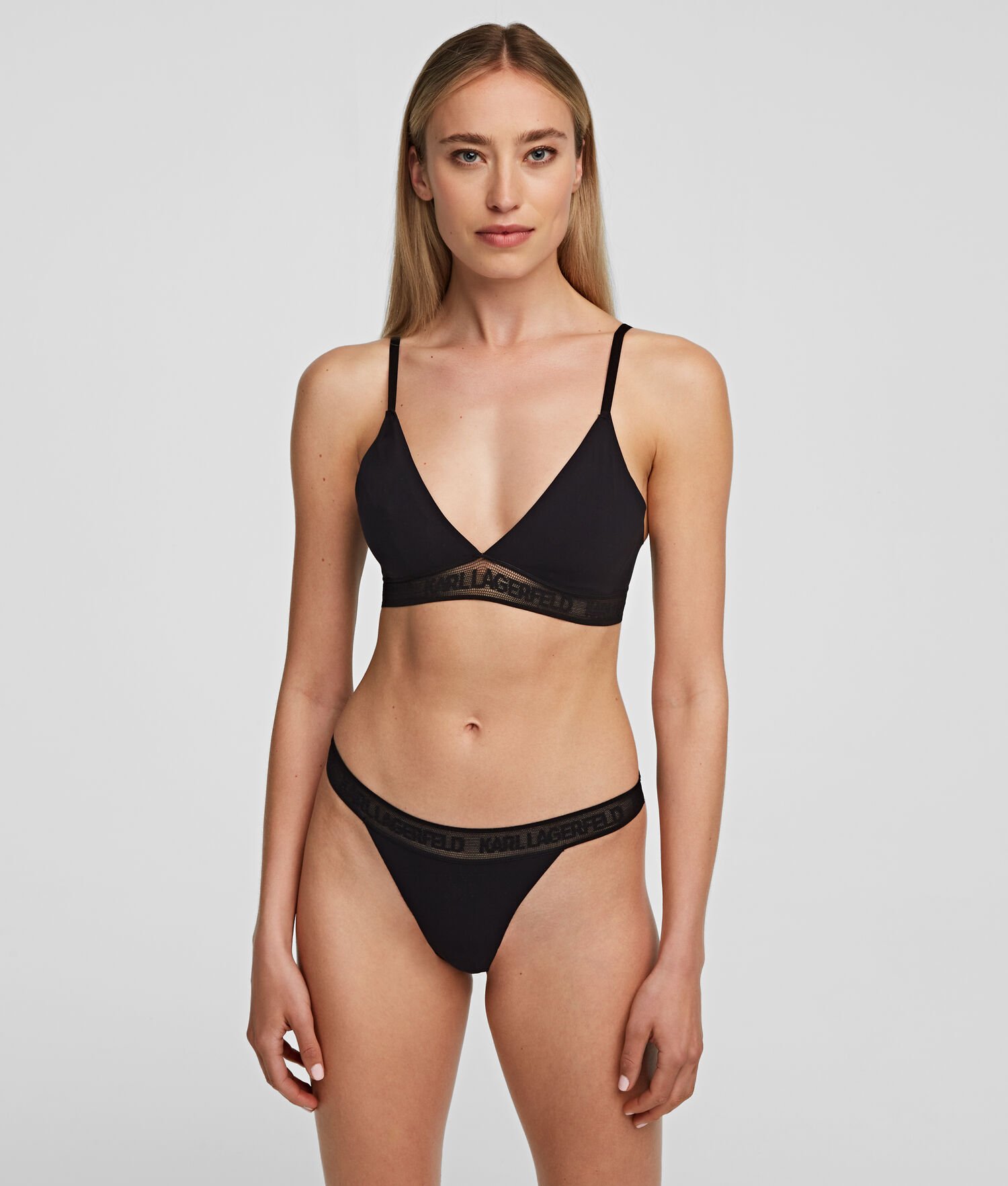 Black Women's Karl Lagerfeld Ultra-light Karl Logo Triangle Bra Underwear | TH150PIBV