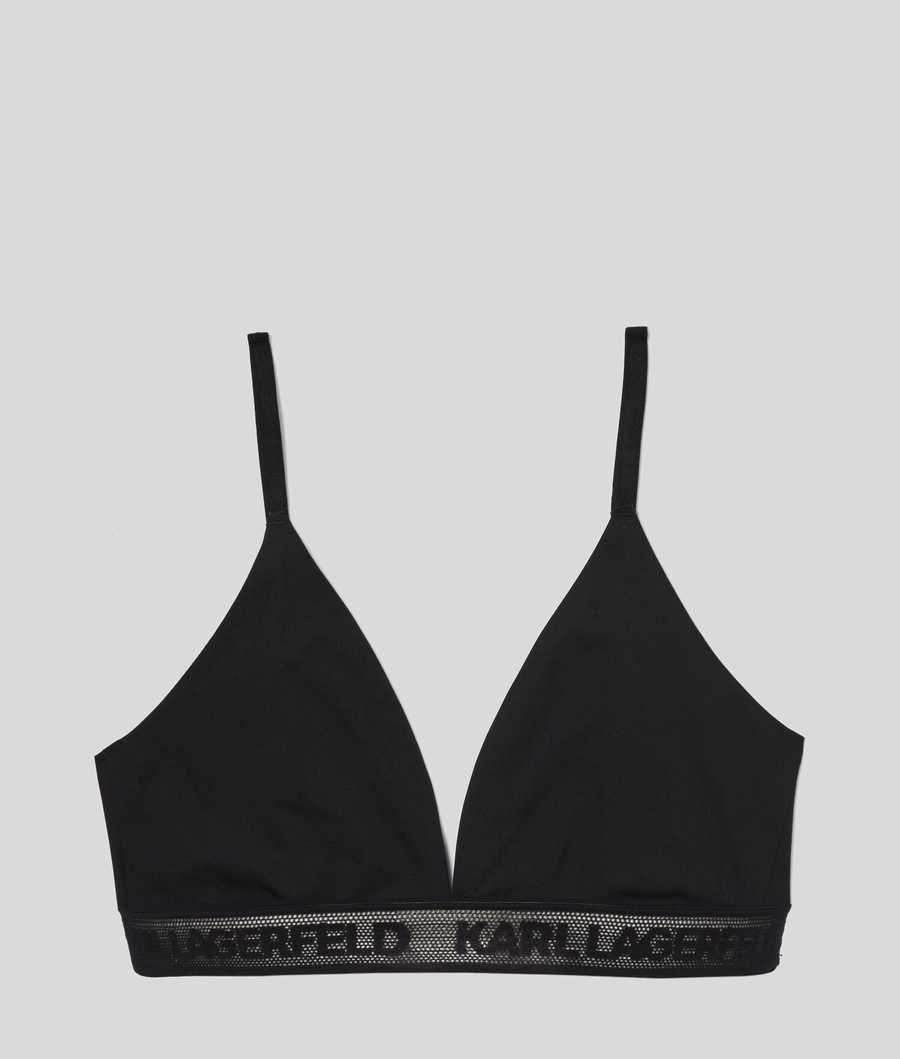 Black Women's Karl Lagerfeld Ultra-light Karl Logo Triangle Bra Underwear | TH150PIBV