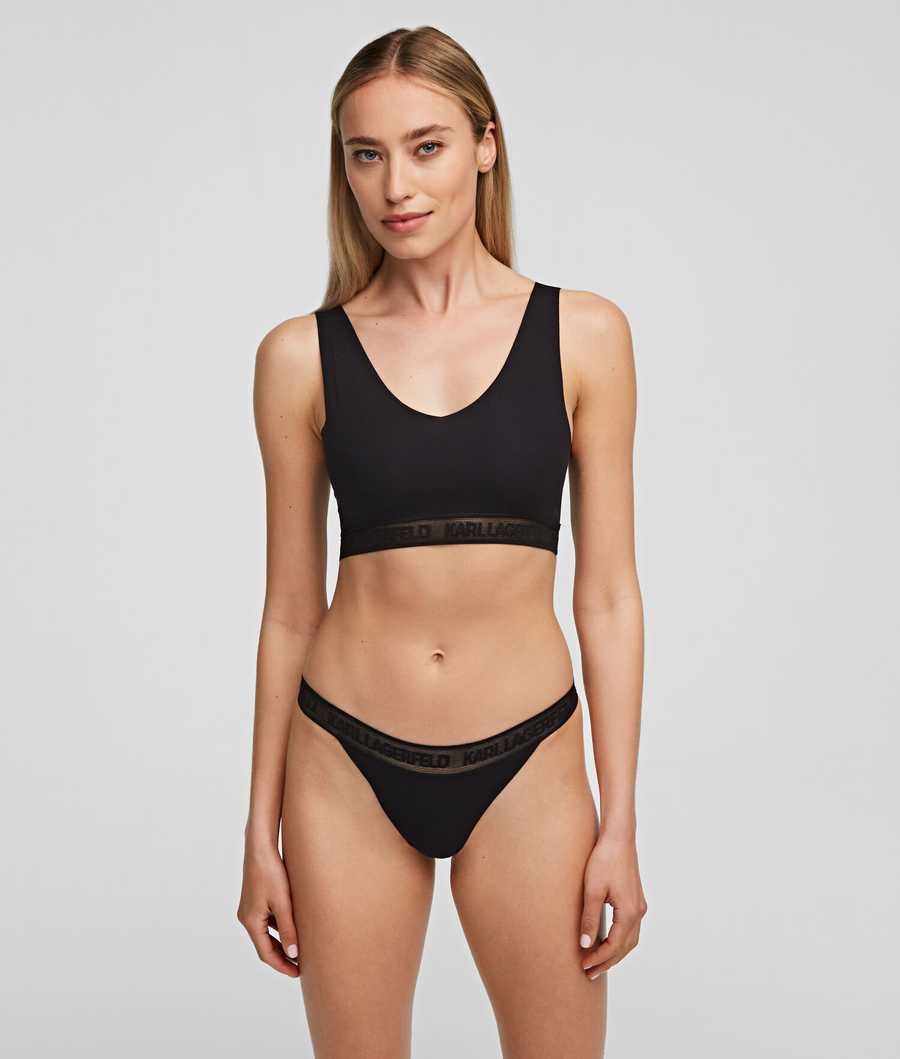 Black Women's Karl Lagerfeld Ultra-light Karl Logo Bralette Underwear | TH671FZRE