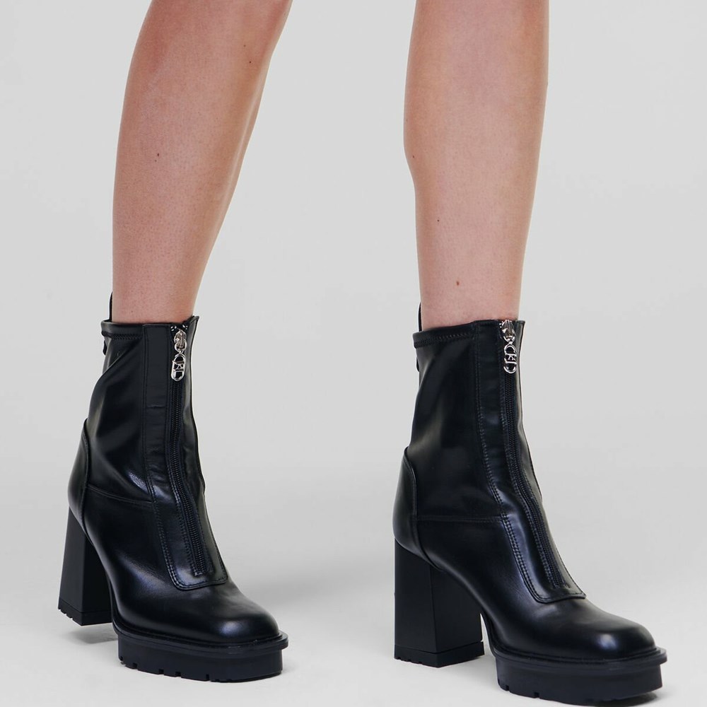 Black Women's Karl Lagerfeld Voyage Vi Ankle Zip Boots | TH437ZFCU