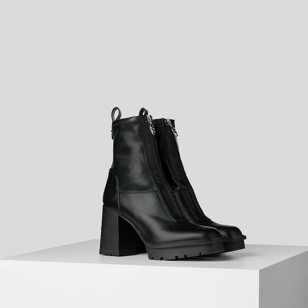 Black Women\'s Karl Lagerfeld Voyage Vi Ankle Zip Boots | TH437ZFCU