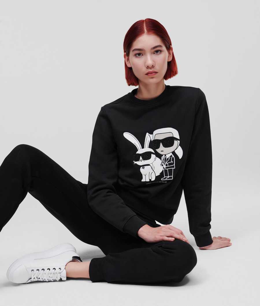 Black Women's Karl Lagerfeld Year Of The Rabbit Sweatshirts | TH076YDUI