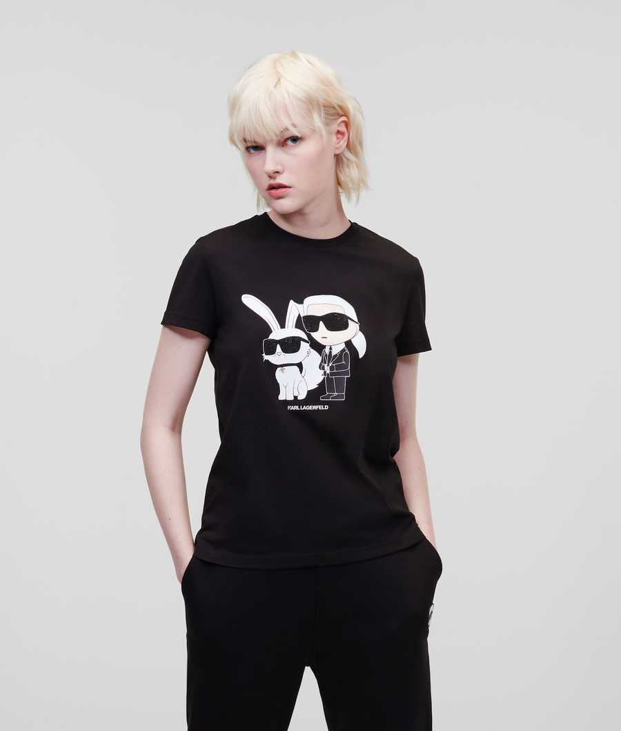 Black Women's Karl Lagerfeld Year Of The Rabbit T-Shirts | TH147OXGU