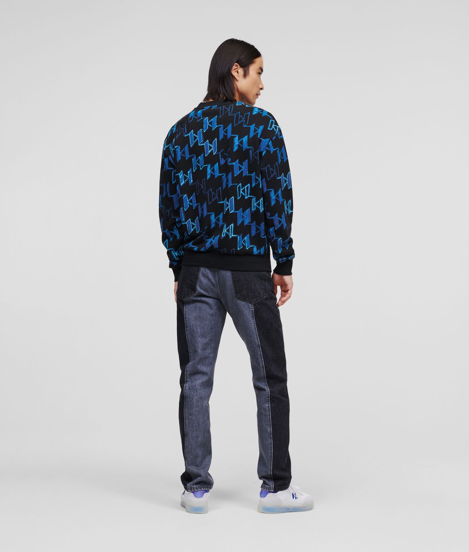 Blue Men's Karl Lagerfeld Graffiti Karl Monogram Sweatshirts | TH716LHPD