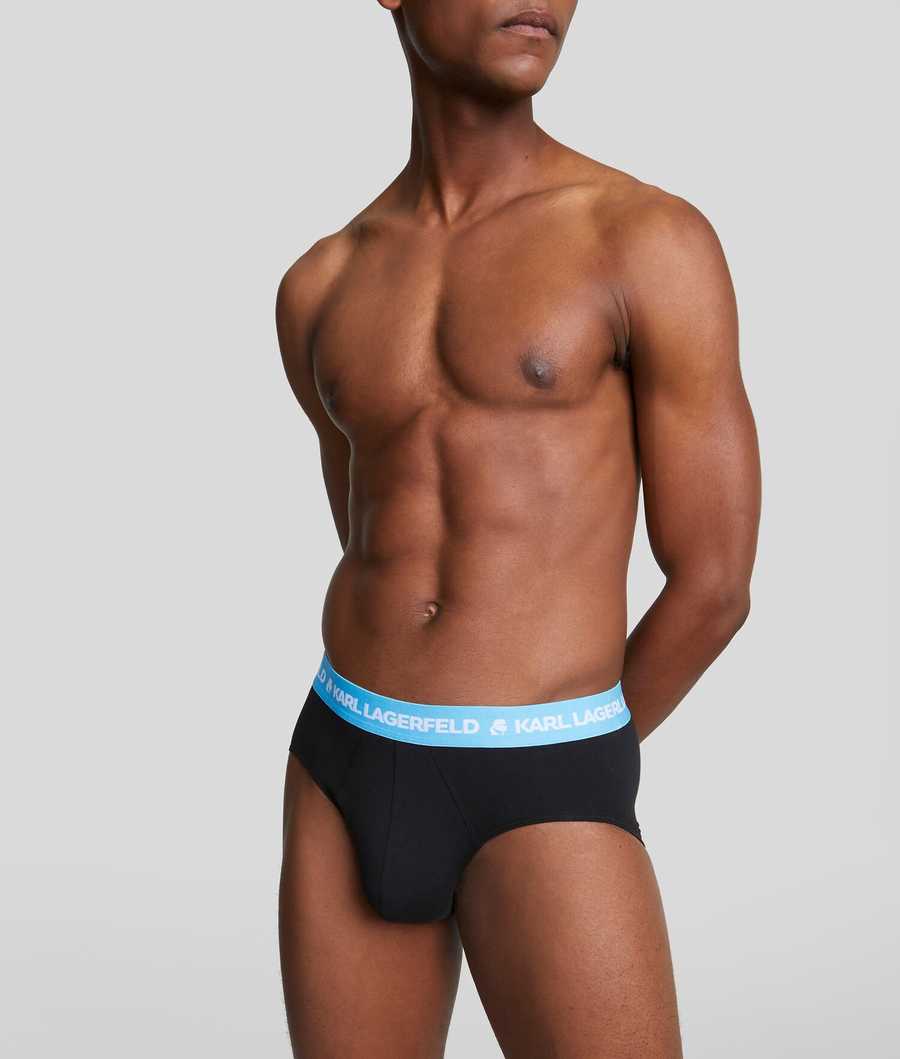 Blue Men's Karl Lagerfeld Karl Logo Briefs - 3 Pack Underwear | TH835LBNW