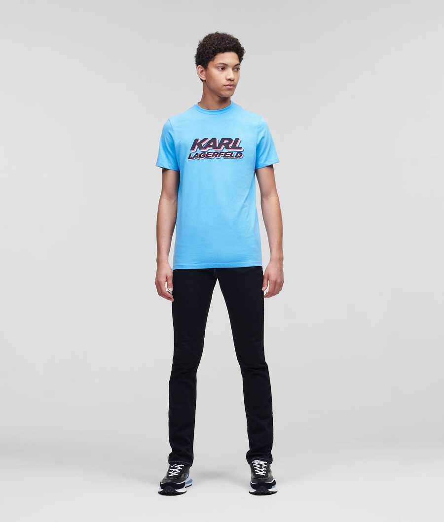 Blue Men's Karl Lagerfeld Karl Logo T-Shirts | TH213HSWI