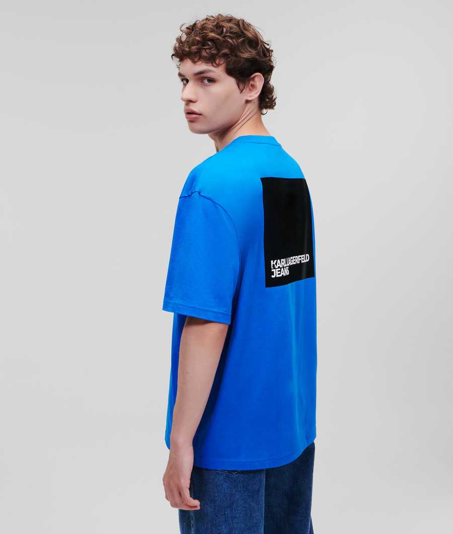 Blue Men's Karl Lagerfeld Klj Box Logo T-Shirts | TH827BWUR