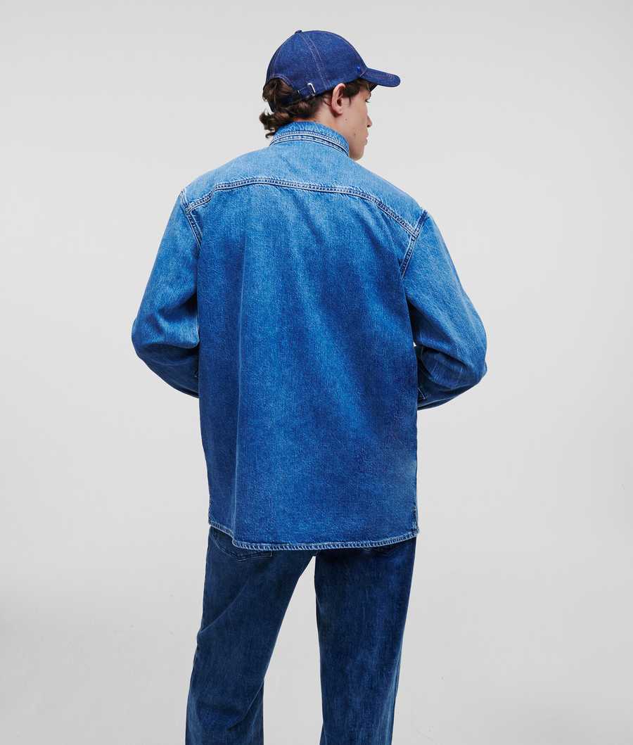 Blue Men's Karl Lagerfeld Klj Denim Shirts | TH407OXAR