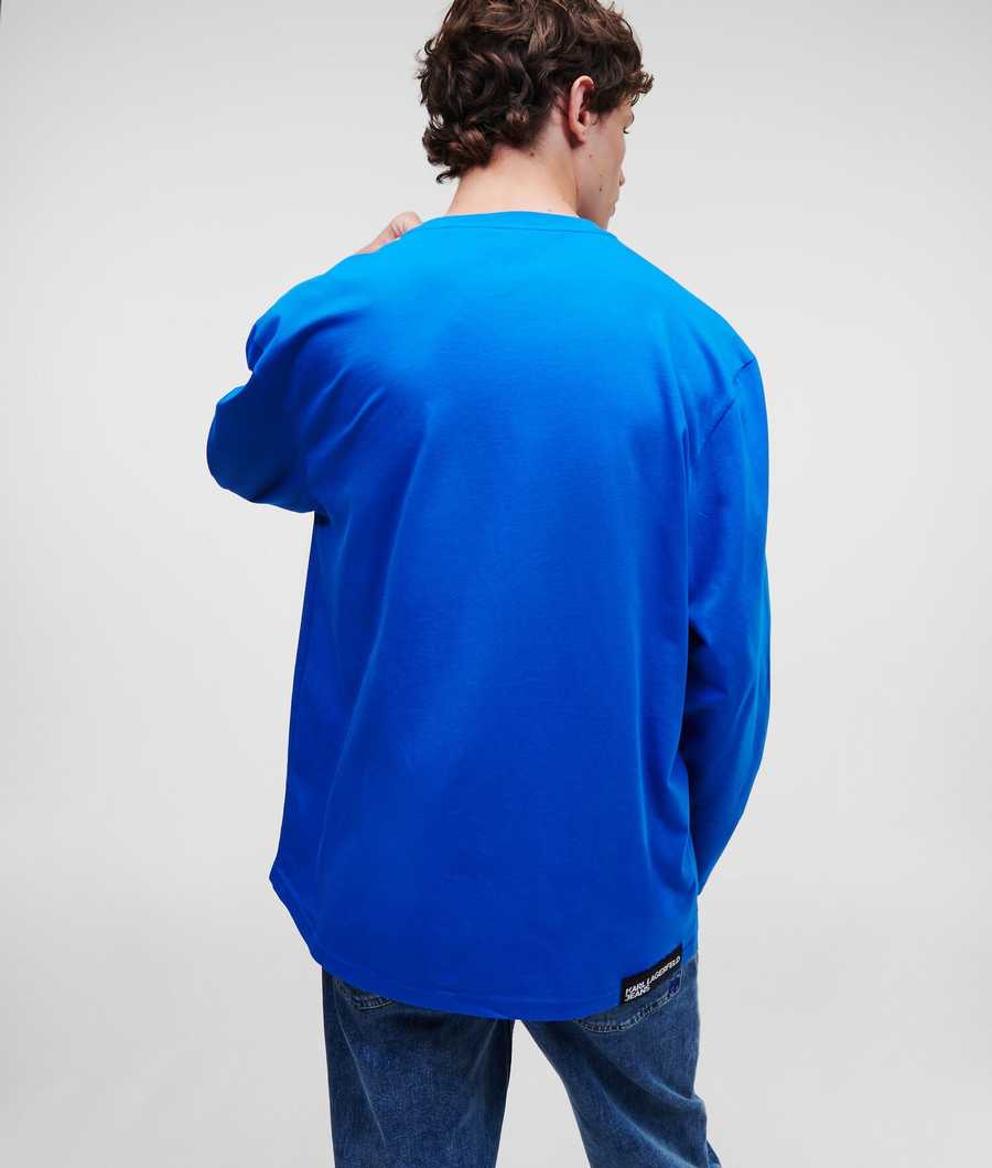 Blue Men's Karl Lagerfeld Klj Long-sleeved T-Shirts | TH861SZOU