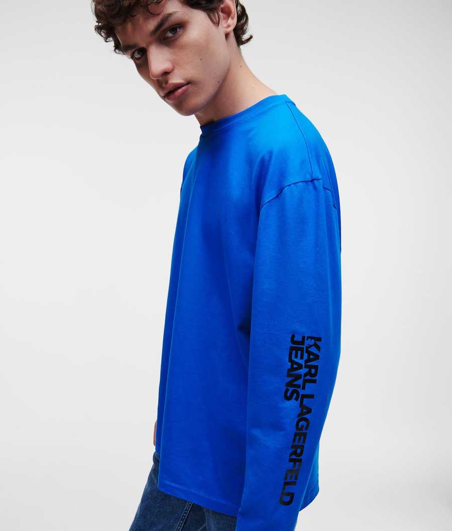 Blue Men's Karl Lagerfeld Klj Long-sleeved T-Shirts | TH861SZOU