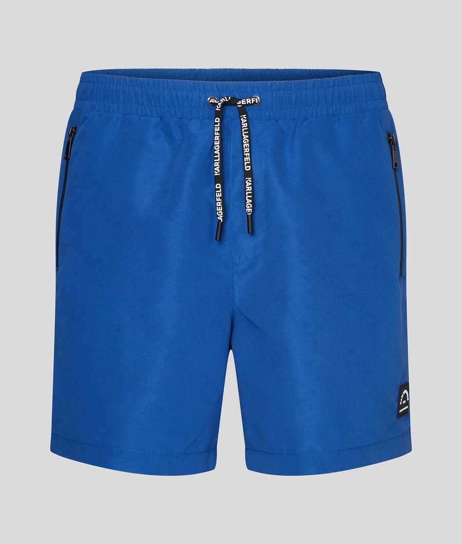 Blue Men\'s Karl Lagerfeld Tonal Diagonal Karl Logo Board Shorts Beachwear | TH475RWXQ