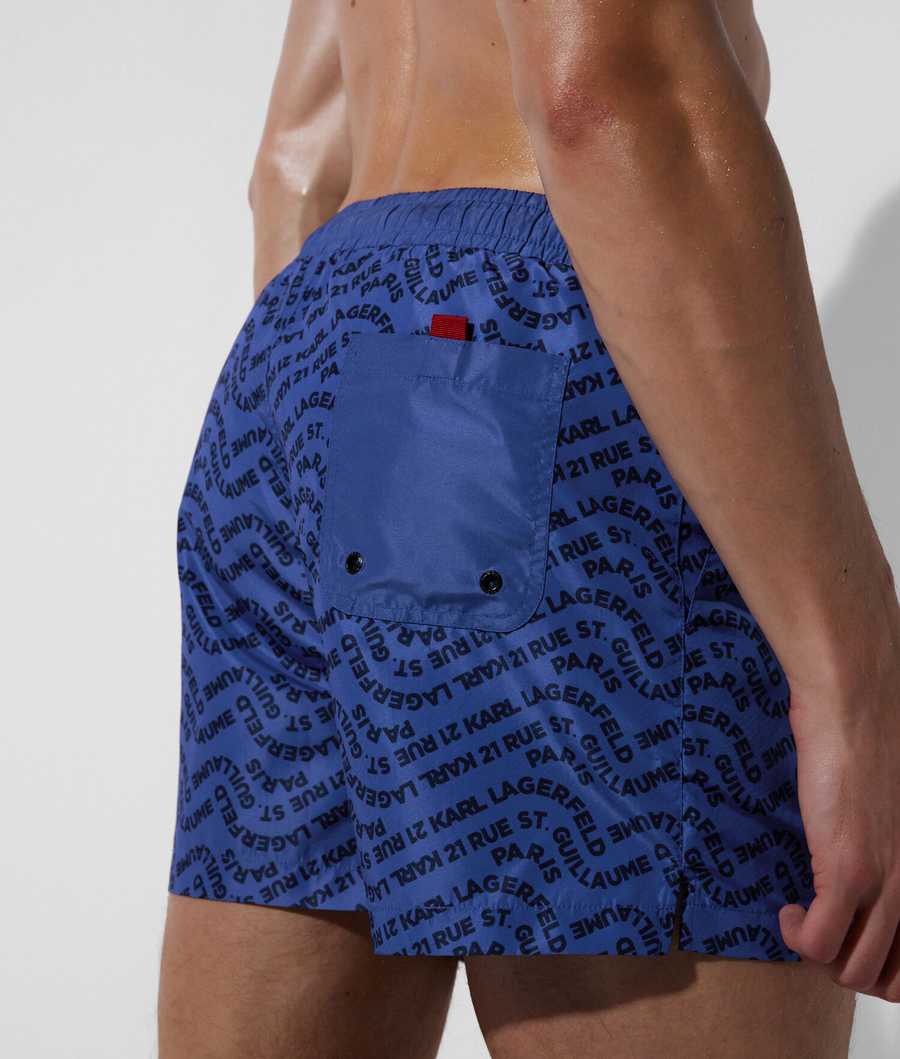 Blue Men's Karl Lagerfeld Wave Karl Logo Board Shorts Beachwear | TH165YFHX