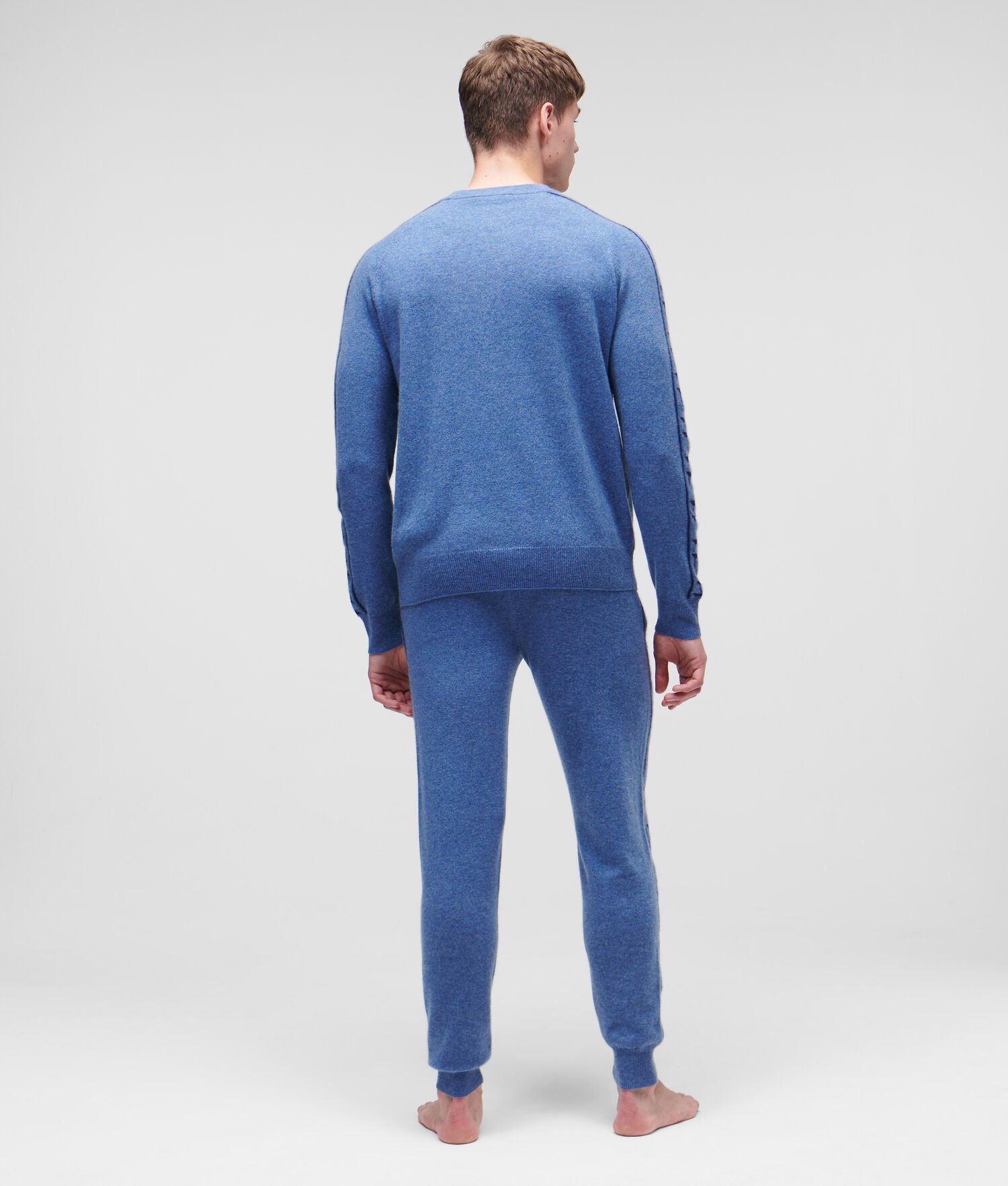 Blue / Navy Men's Karl Lagerfeld Cashmere Kl Monogram Jacquard Sweatpants Loungewear | TH047ETAW