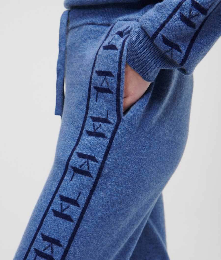 Blue / Navy Women's Karl Lagerfeld Cashmere Kl Monogram Jacquard Sweatpants Loungewear | TH523RKJW