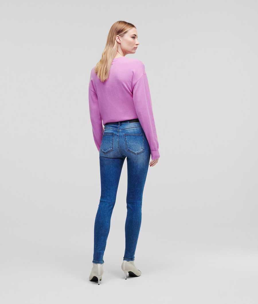 Blue Women's Karl Lagerfeld High-waisted Skinny Jeans | TH253GWFX