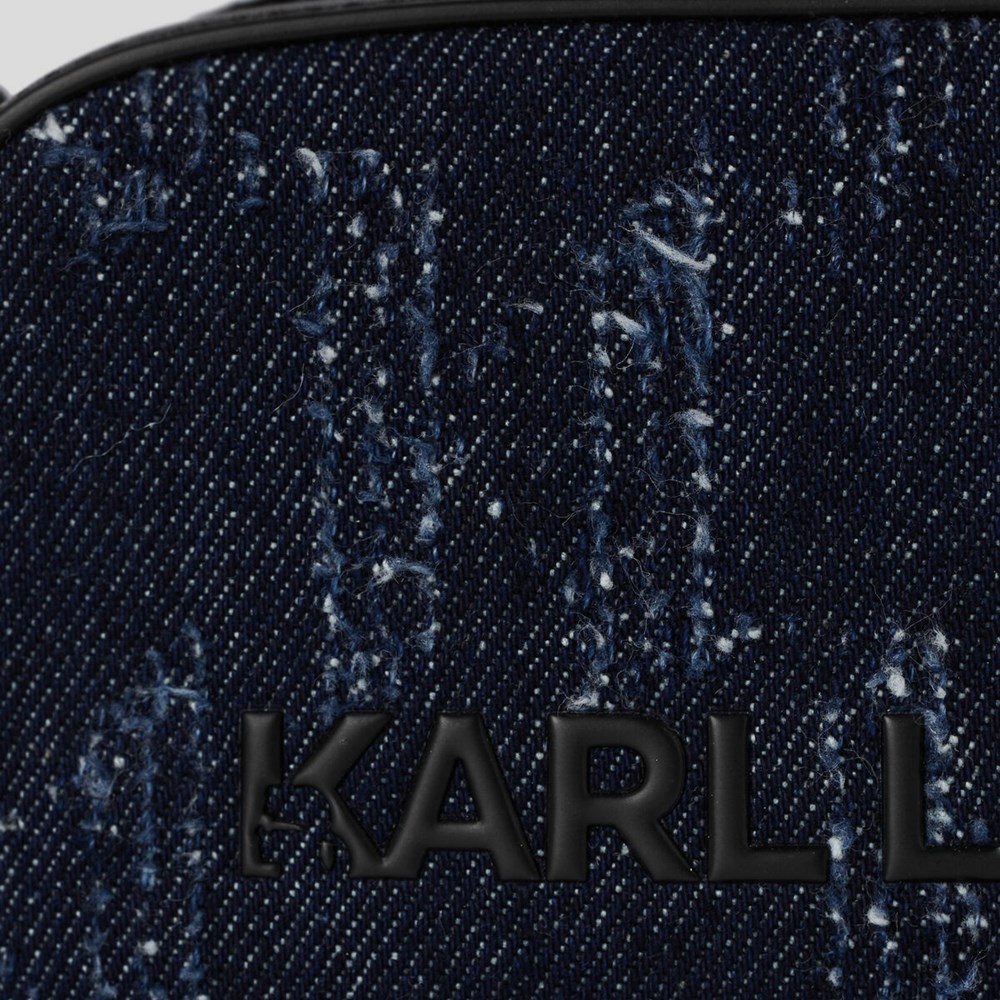 Blue Women's Karl Lagerfeld K/Skuare Denim Camera Bagmonogram Crossbody Bags | TH715TKMC