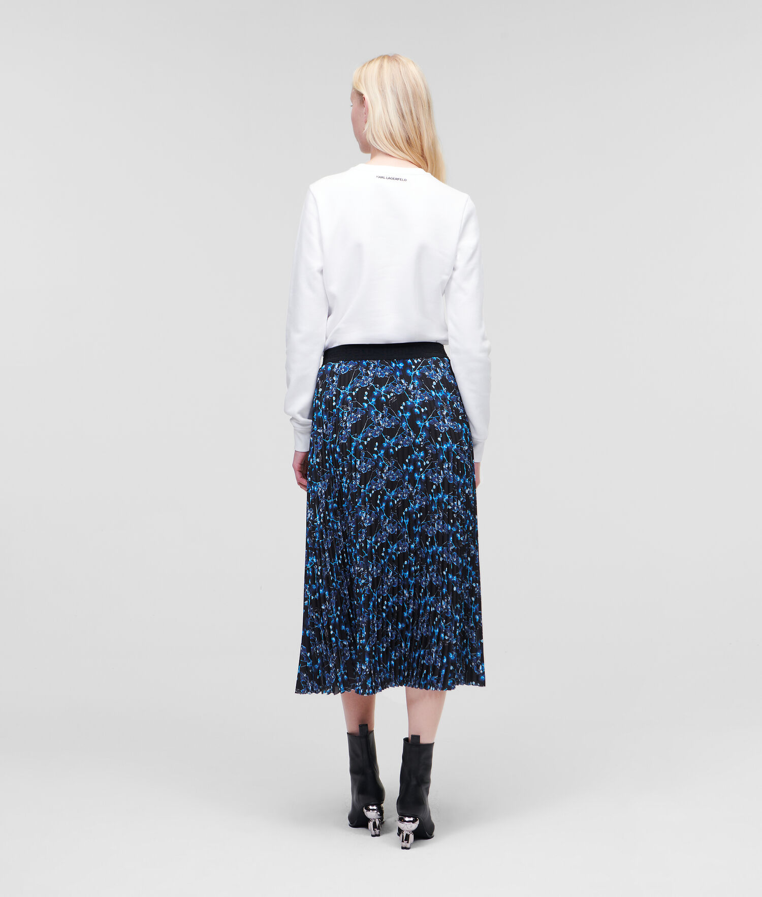 Blue Women's Karl Lagerfeld Orchid Print Midi Skirts | TH281EQZR